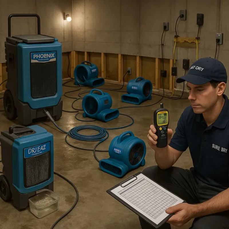 Structural Drying and Dehumidification process in Needham, MA
